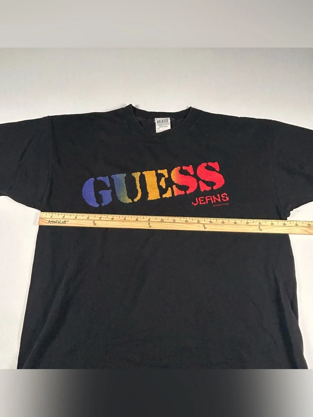 Vintage Rare 90s Guess Jeans Skate Shirt Large USA Made Black Fade Single Stitch - Picture 6 of 7